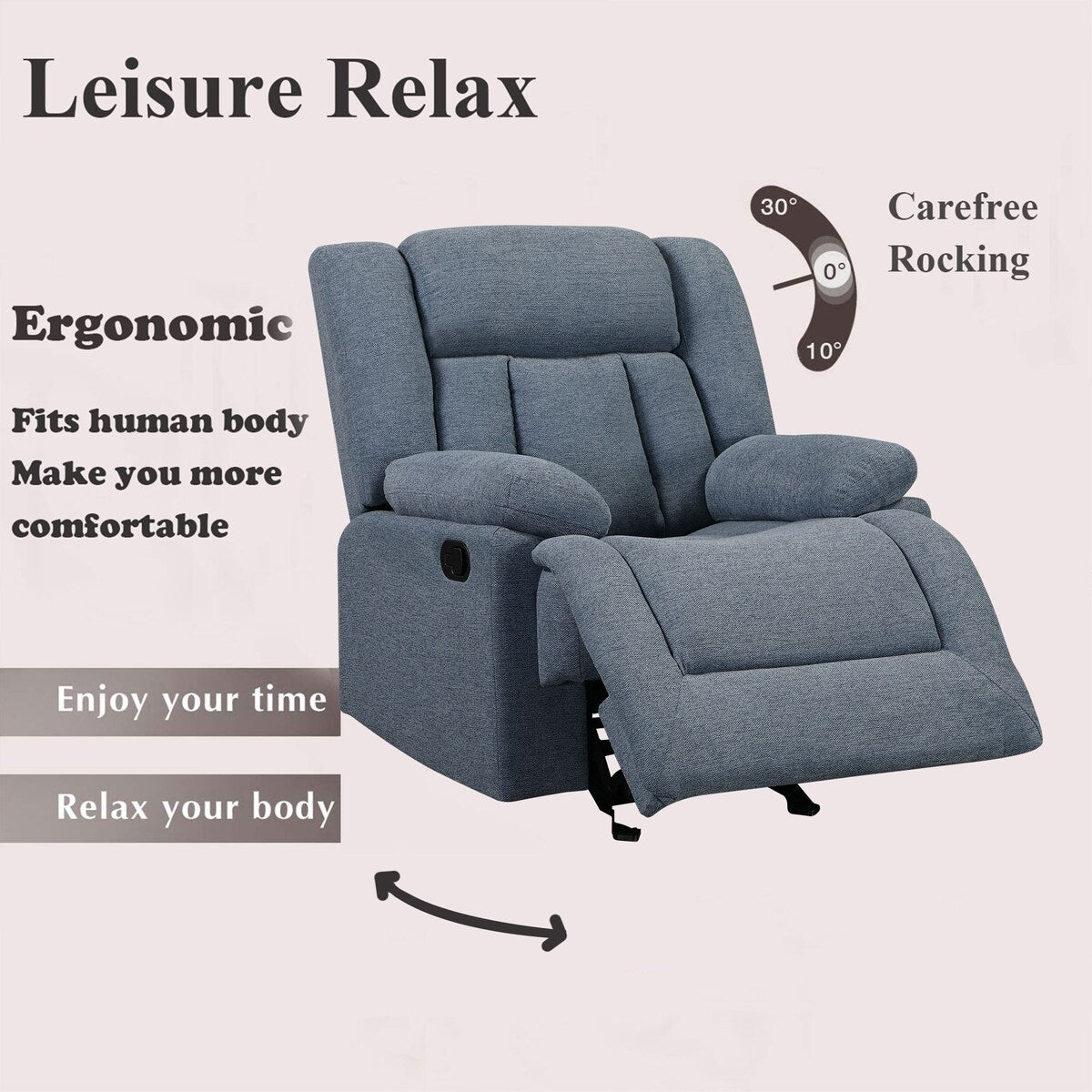 Adjustable Home Theater Single Recliner Thick Seat and Backrest