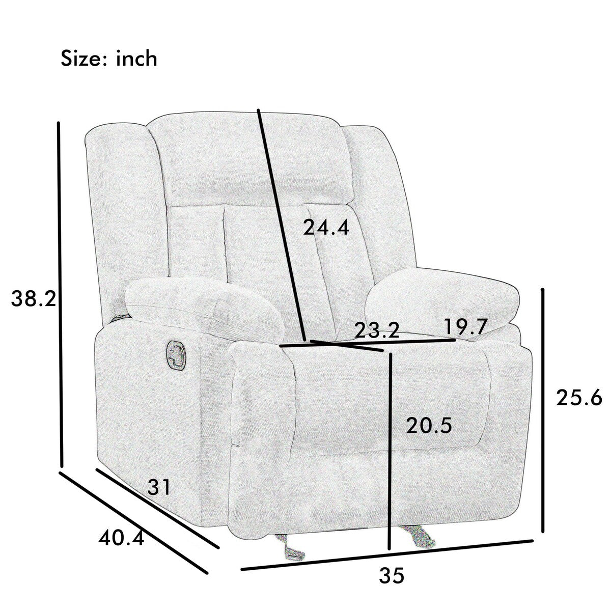 Adjustable Home Theater Single Recliner Thick Seat and Backrest