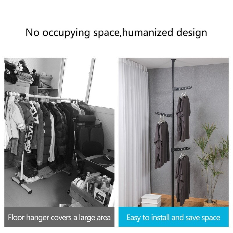 Adjustable Laundry Pole Clothes Drying Rack Coat Hanger