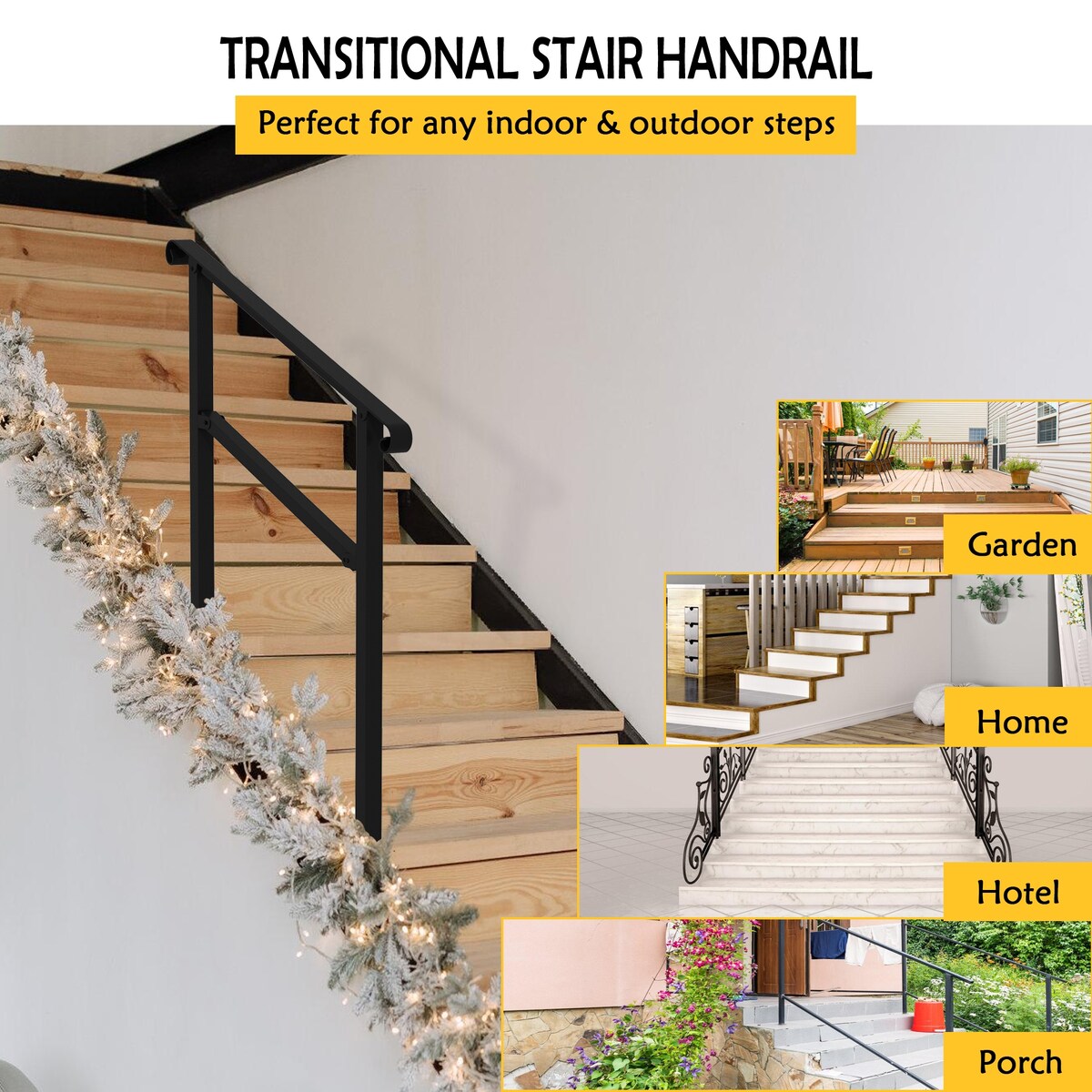 Adjustable Outdoor Stair Handrail Kit (Set of 2)