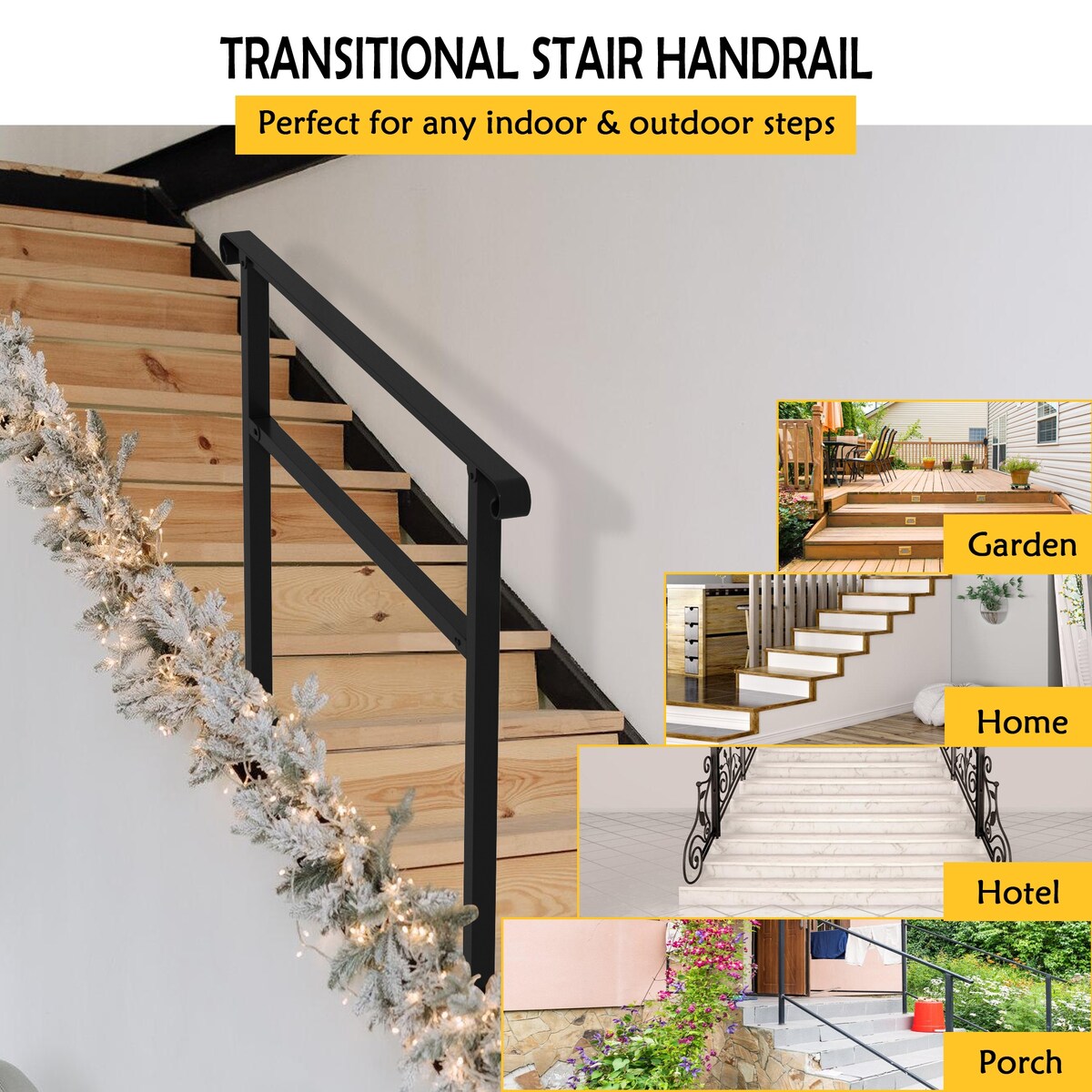 Adjustable Outdoor Stair Handrail Kit (Set of 2)