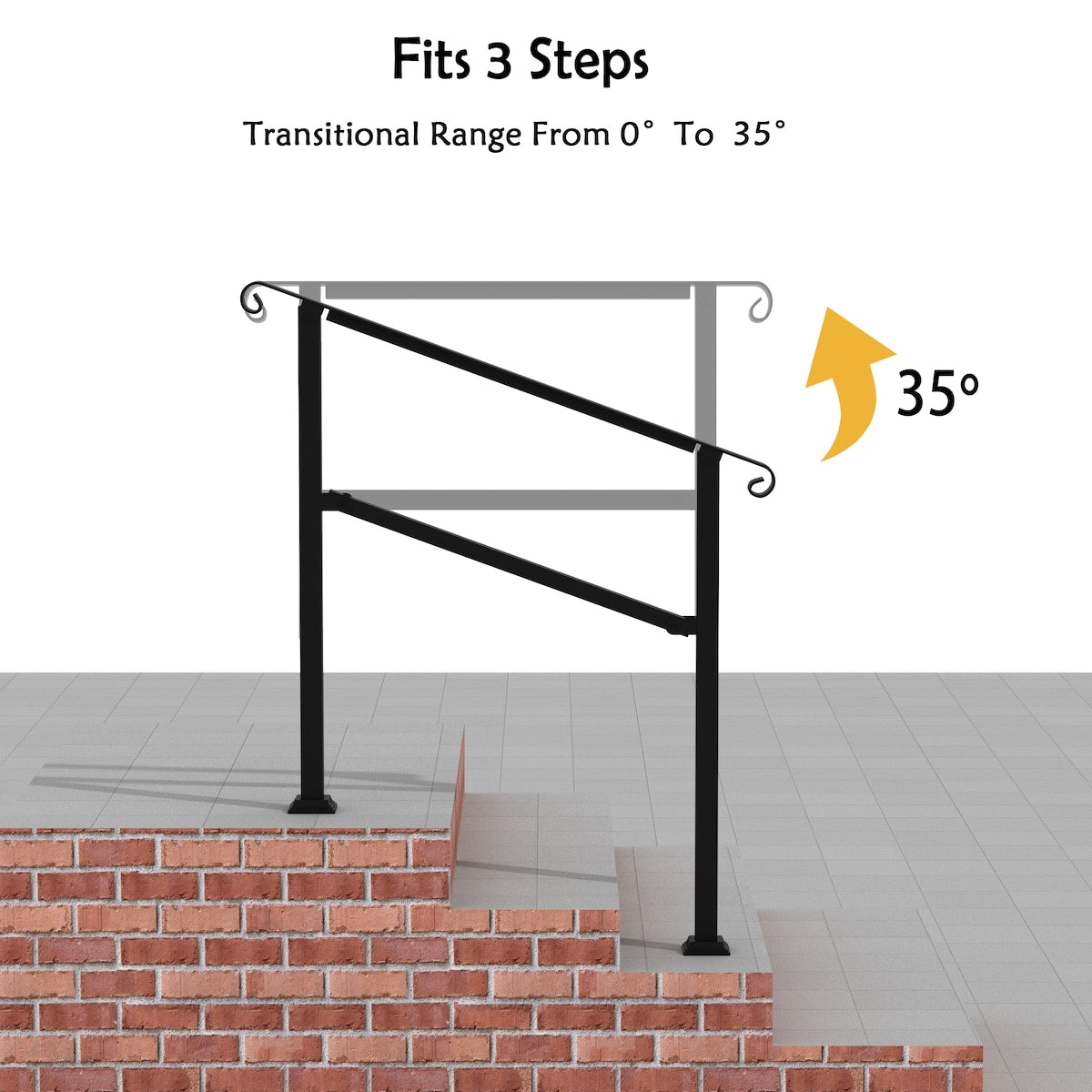 Adjustable Outdoor Stair Handrail Kit (Set of 2)