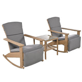 Adjustable Outdoor Wicker Double Rocking Chair with Coffee Table