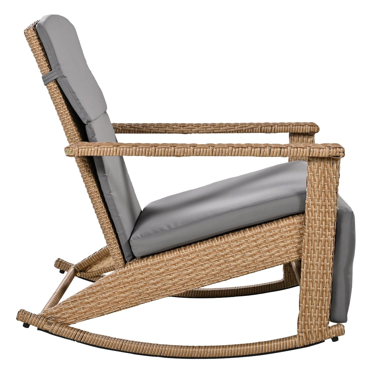 Adjustable Outdoor Wicker Double Rocking Chair with Coffee Table