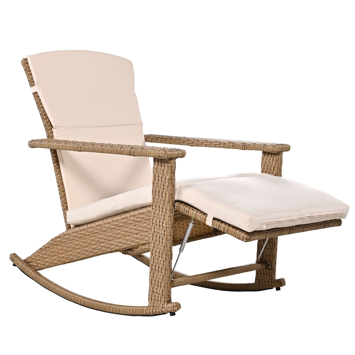 Adjustable Outdoor Wicker Double Rocking Chair with Coffee Table
