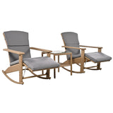 Adjustable Outdoor Wicker Double Rocking Chair with Coffee Table
