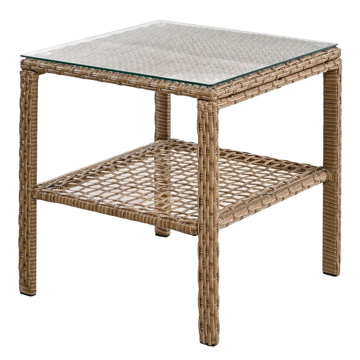 Adjustable Outdoor Wicker Double Rocking Chair with Coffee Table
