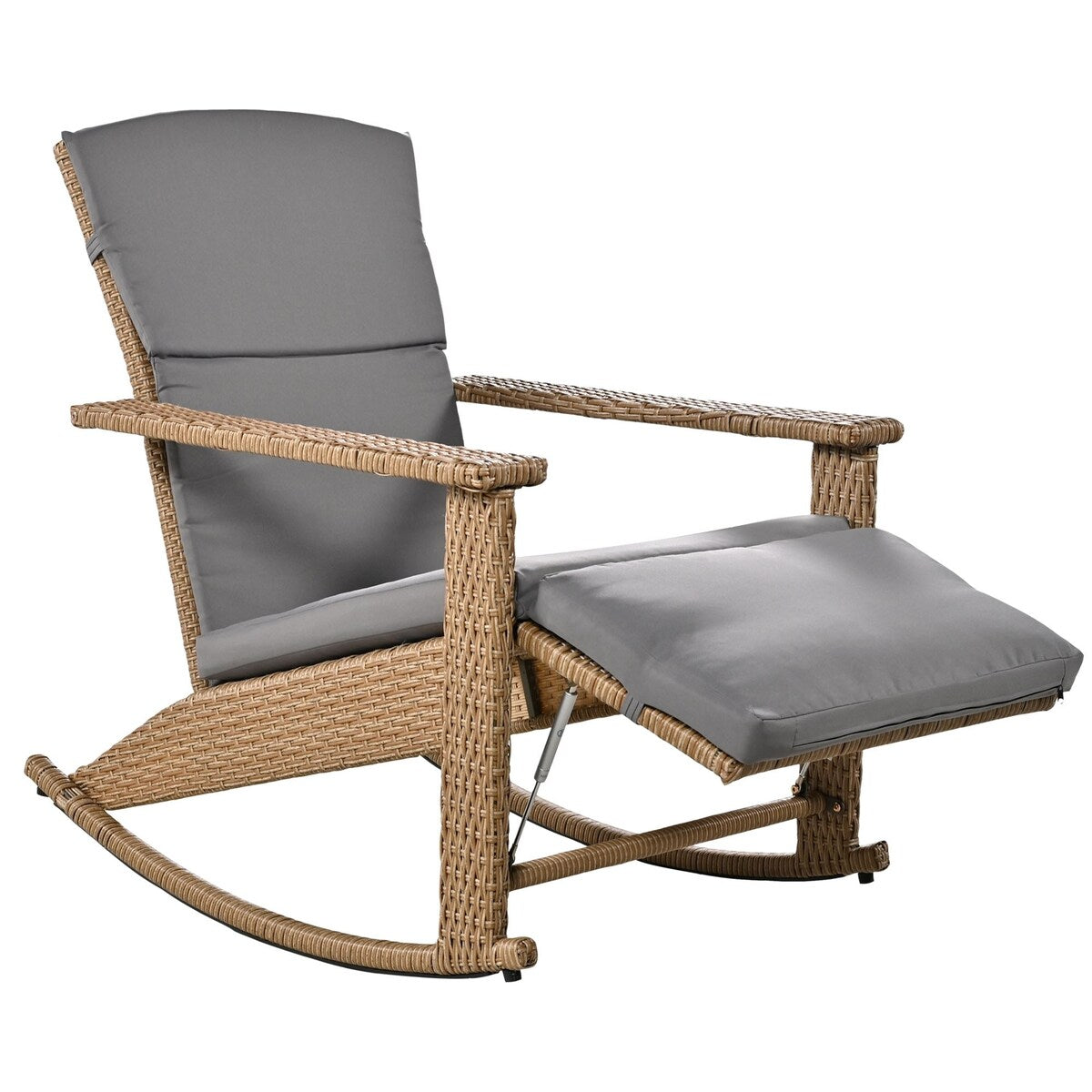 Adjustable Outdoor Wicker Double Rocking Chair with Coffee Table