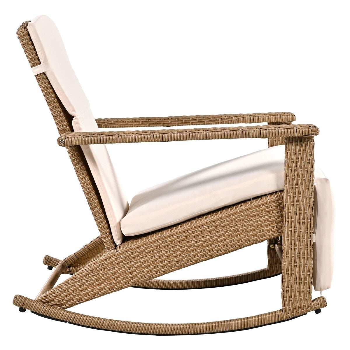 Adjustable Outdoor Wicker Double Rocking Chair with Coffee Table