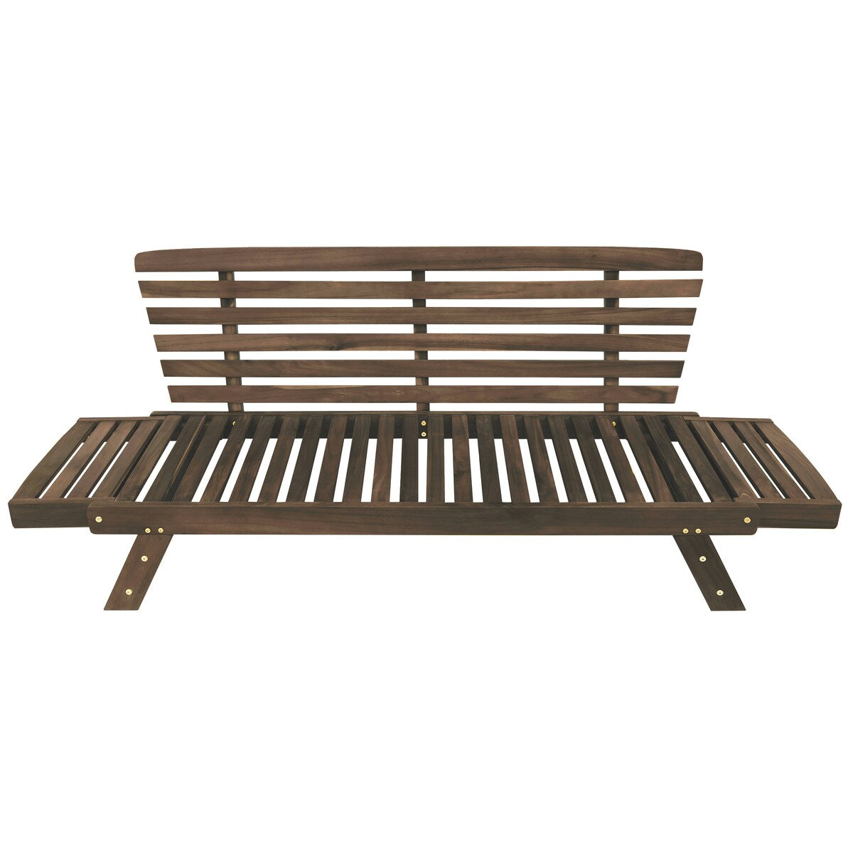 Adjustable Patio Wooden Daybed Sofa Chaise Lounge with Cushions, Beige