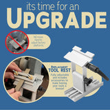 Adjustable Replacement Tool Rest Sharpening Jig for 6 inch or 8 inch Bench Grinders and Sanders •Includes a Pivoting