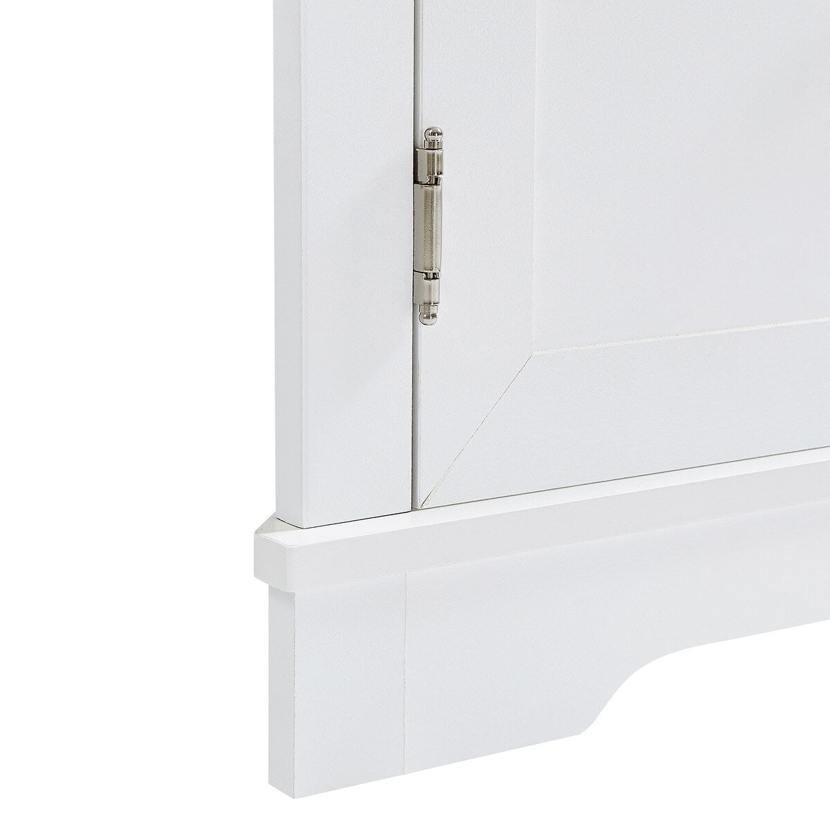 Adjustable Shelf and Open Compartment Tall Corner Bathroom Storage Cabinet White