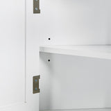 Adjustable Shelf and Open Compartment Tall Corner Bathroom Storage Cabinet White