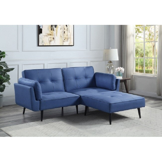 Adjustable Sofa & Ottoman, Blue Fabric