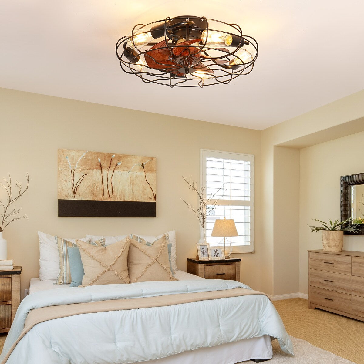 Adjustable Speed Case Ceiling Fans with Lights, Remote Control