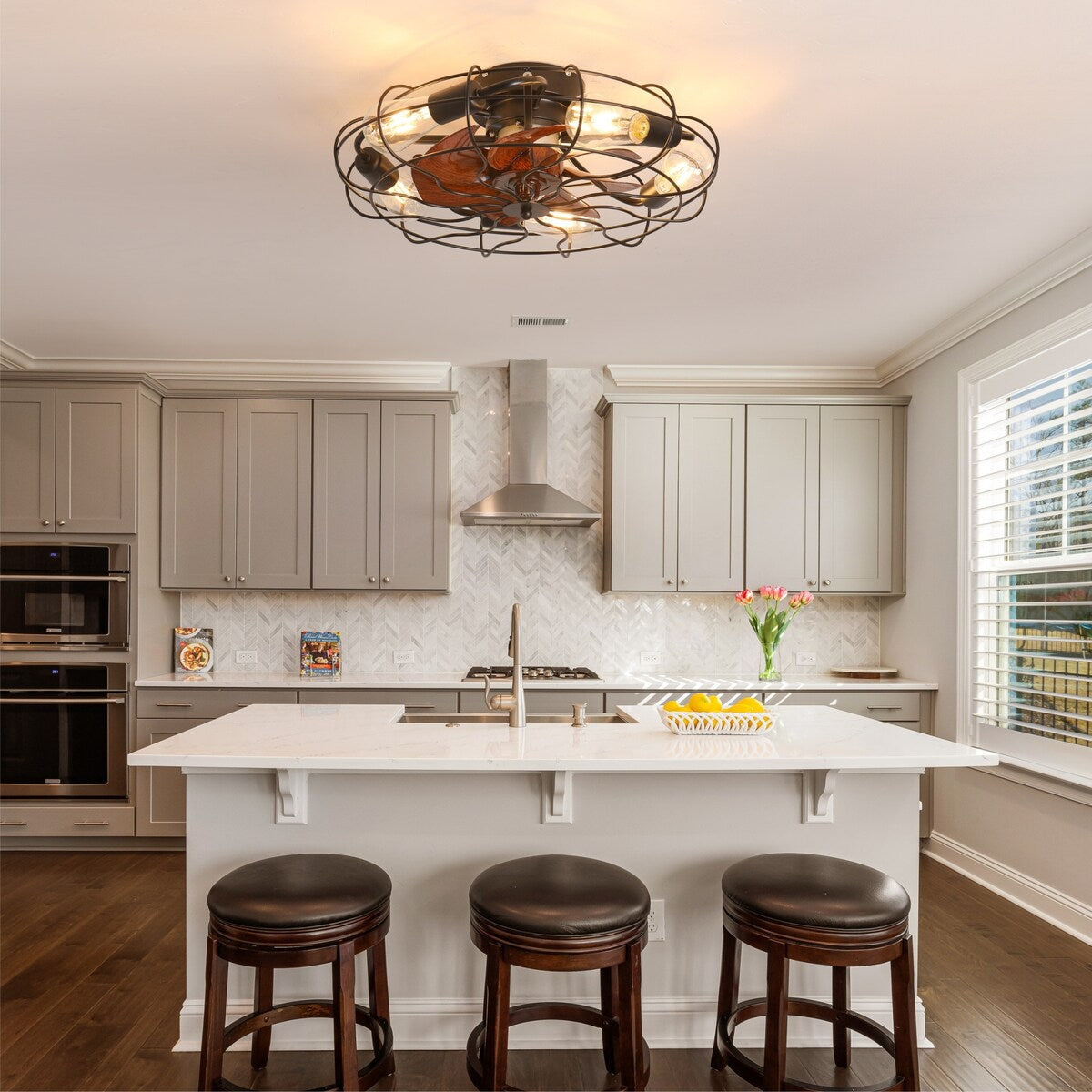 Adjustable Speed Case Ceiling Fans with Lights, Remote Control