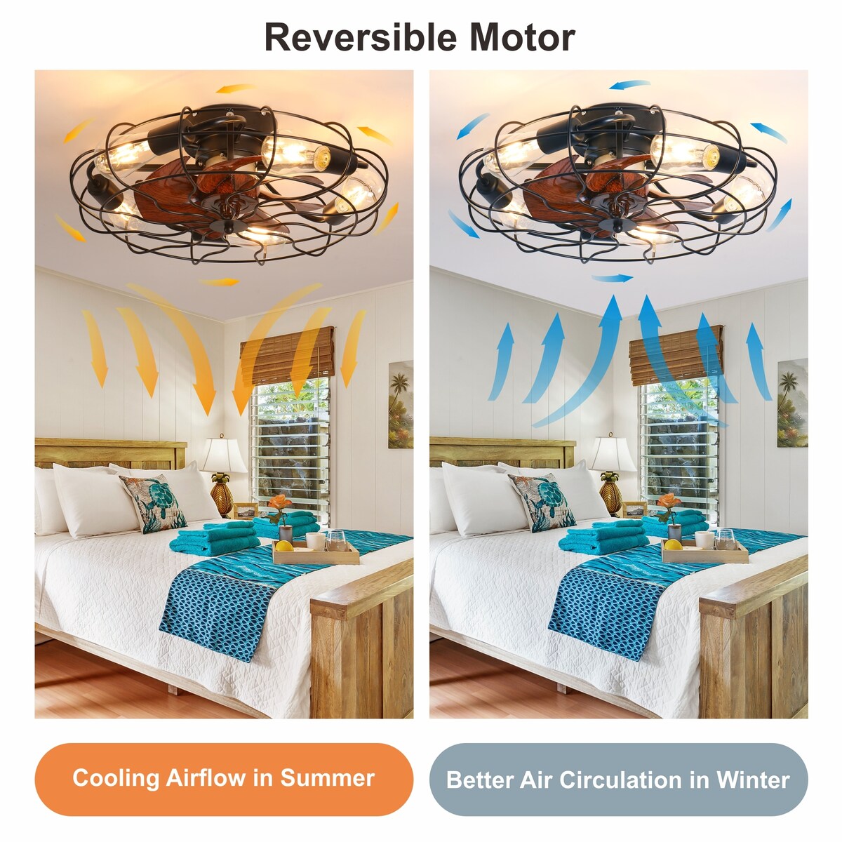 Adjustable Speed Case Ceiling Fans with Lights, Remote Control
