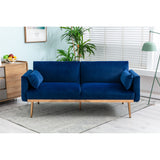 Adjustable Velvet Accent Sleeper Sofa, Loveseat with Metal Feet