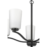 Adley Collection Five-Light Matte Black Etched White Glass New Traditional Chandelier - 22.87 in x 22.87 in x 17.25 in