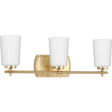 Adley Collection Three-Light Satin Brass Etched Opal Glass New Traditional Bath Vanity Light - 23 in x 6 in x 7.625 in