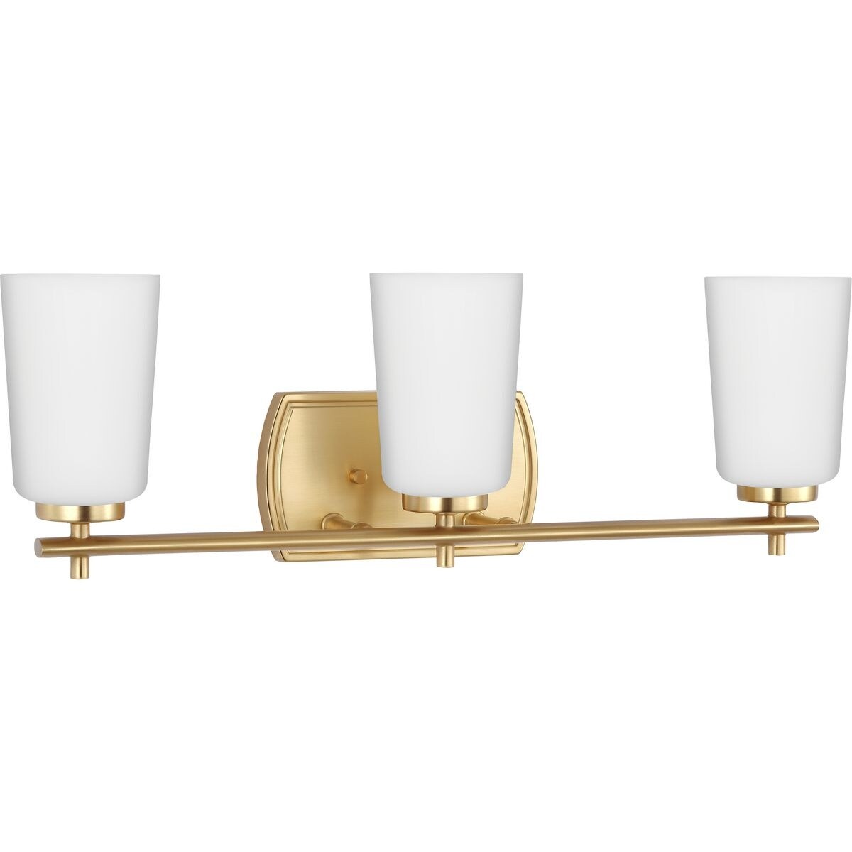 Adley Collection Three-Light Satin Brass Etched Opal Glass New Traditional Bath Vanity Light - 23 in x 6 in x 7.625 in