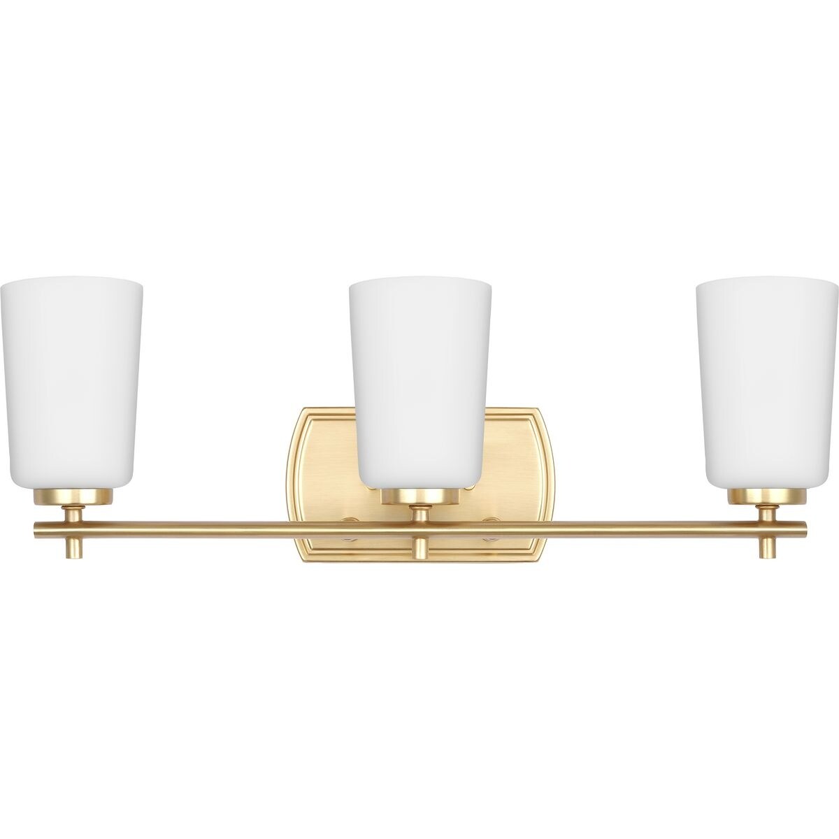 Adley Collection Three-Light Satin Brass Etched Opal Glass New Traditional Bath Vanity Light - 23 in x 6 in x 7.625 in
