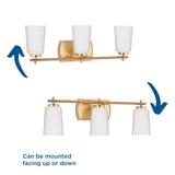 Adley Collection Three-Light Satin Brass Etched Opal Glass New Traditional Bath Vanity Light - 23 in x 6 in x 7.625 in