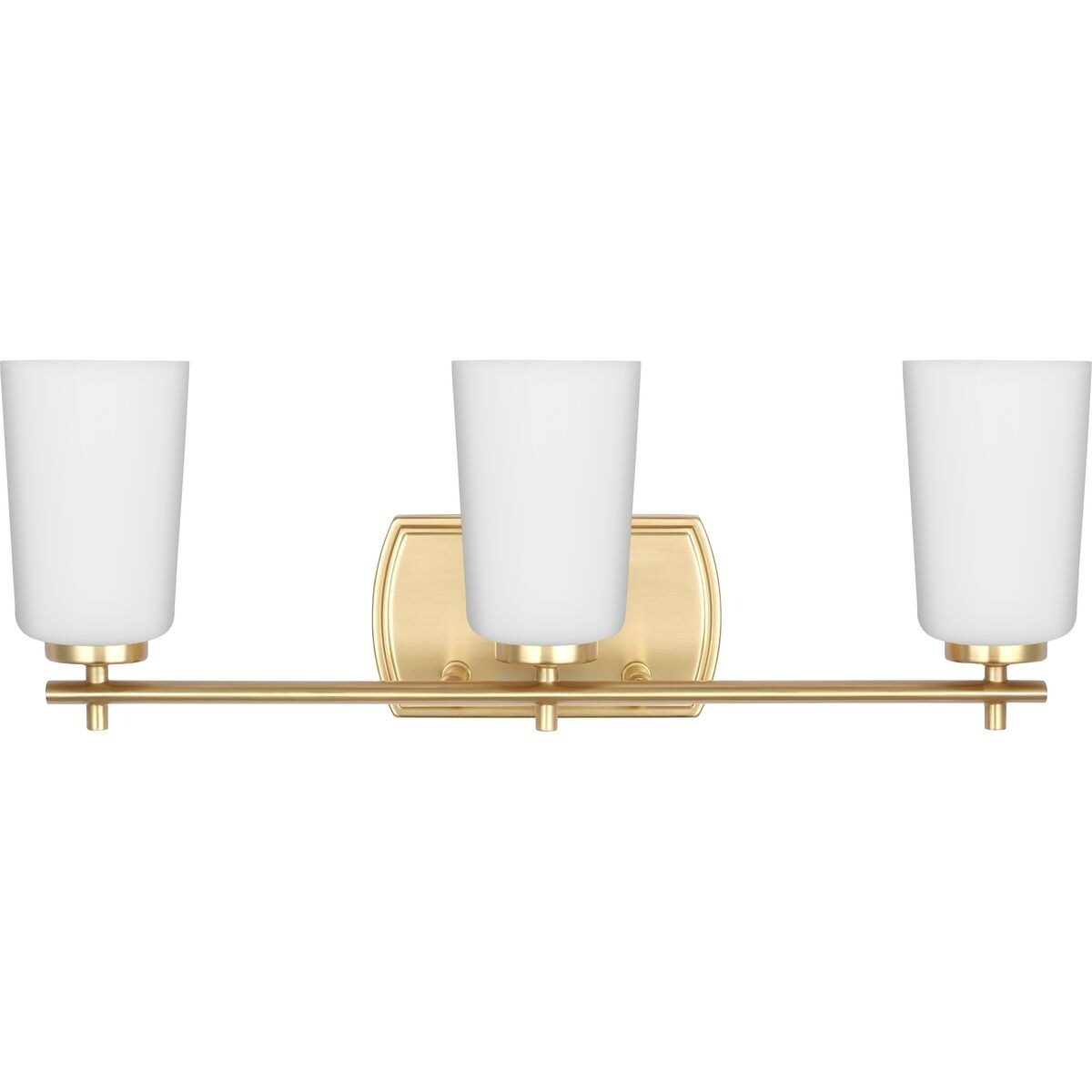 Adley Collection Three-Light Satin Brass Etched Opal Glass New Traditional Bath Vanity Light - 23 in x 6 in x 7.625 in