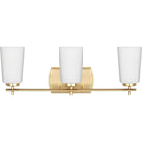 Adley Collection Three-Light Satin Brass Etched Opal Glass New Traditional Bath Vanity Light - 23 in x 6 in x 7.625 in