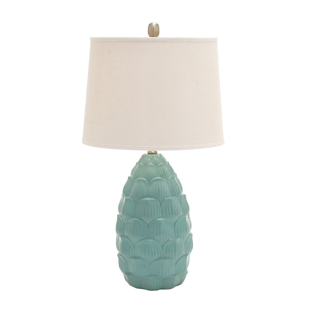 Benzara Adorable and Attractive Green/White Polystone 8-inch x 8-inch x 28-inch Table Lamp