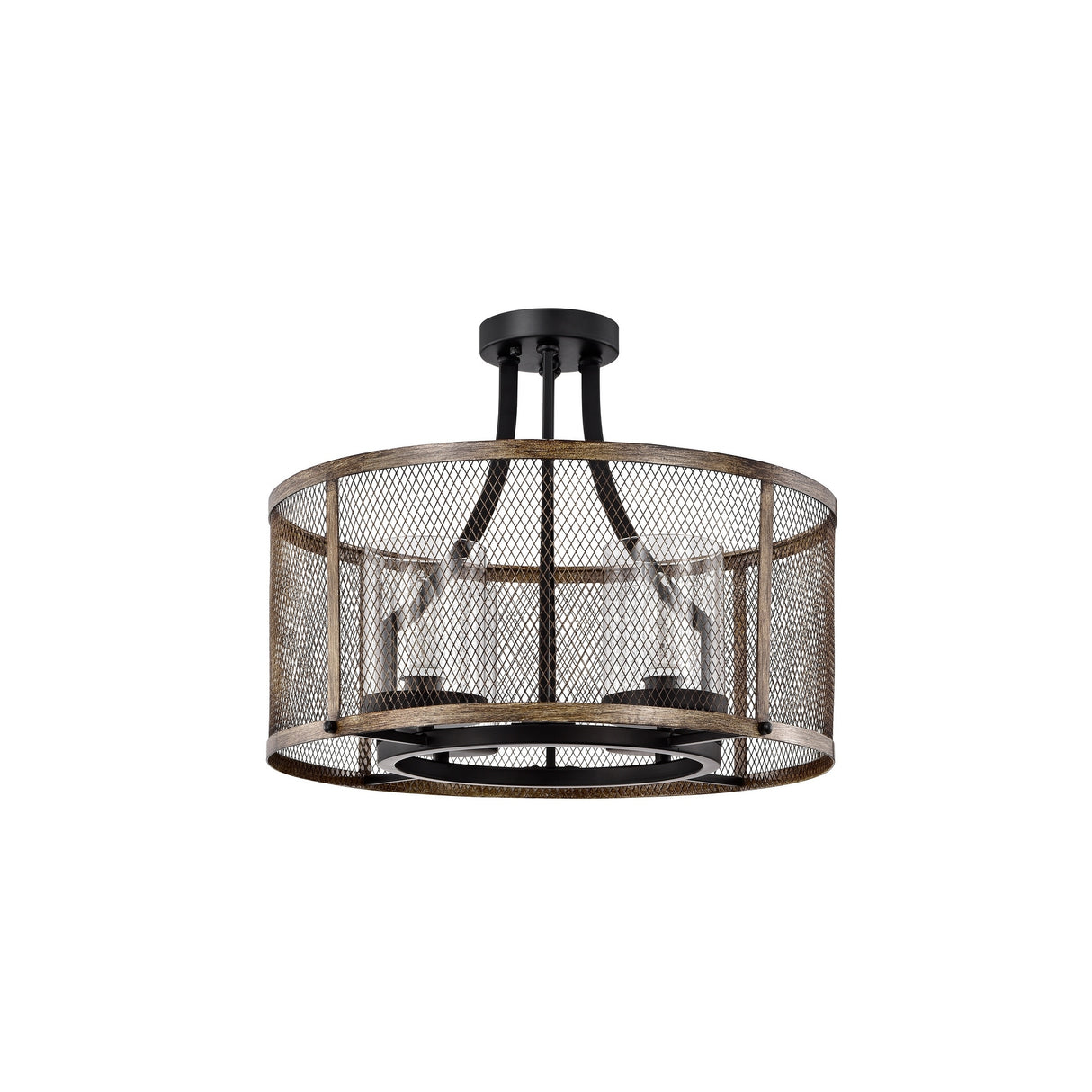 Adrian Semi-Flush Mount 4-Light Metal Mesh Drum Shade