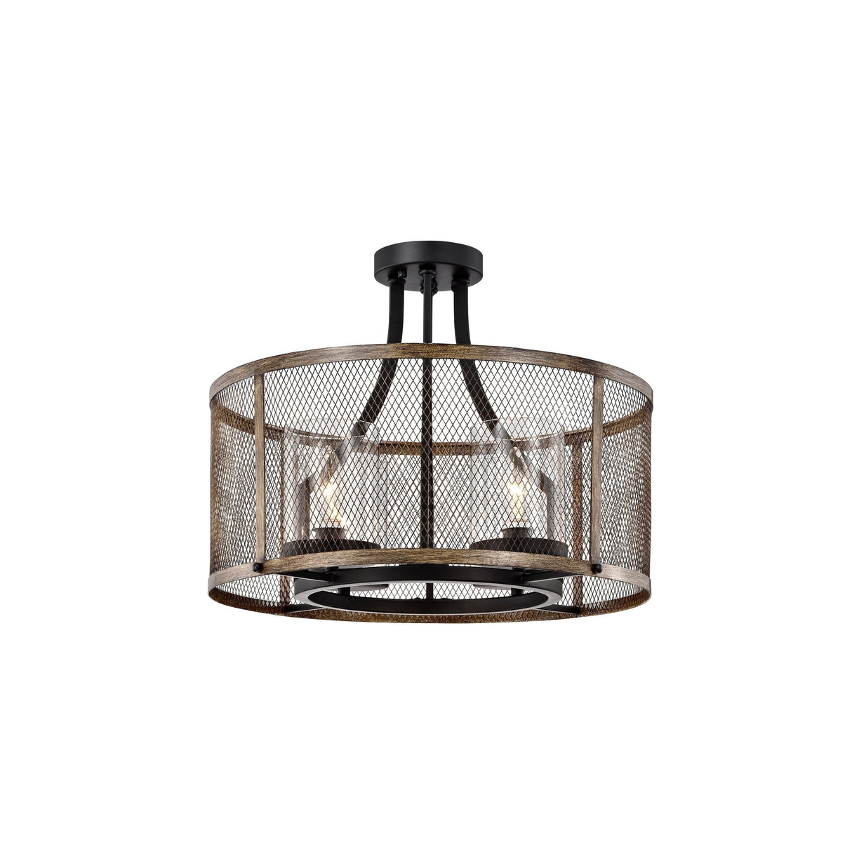 Adrian Semi-Flush Mount 4-Light Metal Mesh Drum Shade