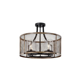 Adrian Semi-Flush Mount 4-Light Metal Mesh Drum Shade