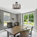 Adrian Semi-Flush Mount 4-Light Metal Mesh Drum Shade