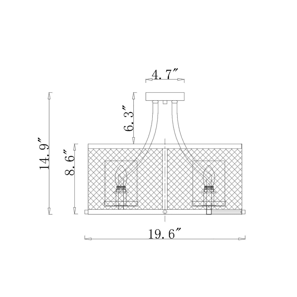 Adrian Semi-Flush Mount 4-Light Metal Mesh Drum Shade