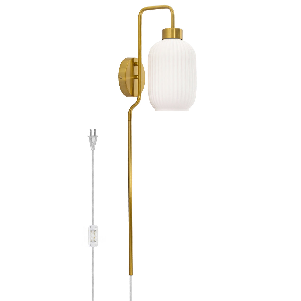 Adrienne River of Goods White Glass and Metal Retro Wall Sconce - 5.375" x 8.625" x 32.25"