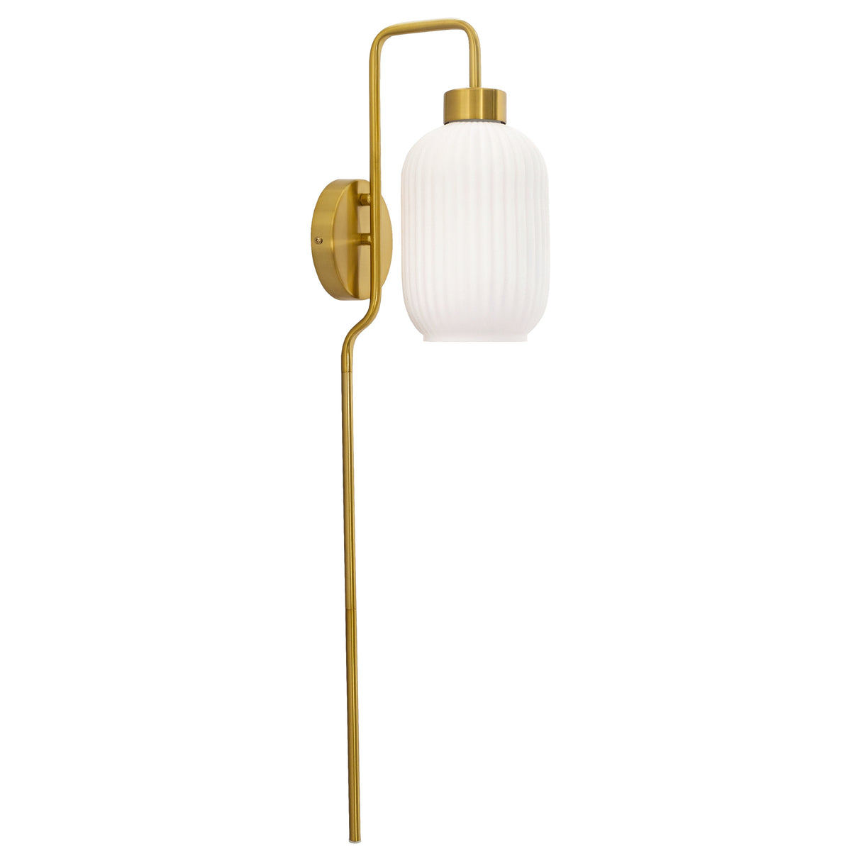 Adrienne River of Goods White Glass and Metal Retro Wall Sconce - 5.375" x 8.625" x 32.25"