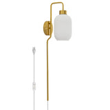 Adrienne River of Goods White Glass and Metal Retro Wall Sconce - 5.375" x 8.625" x 32.25"