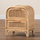 Adrika Bohemian Natural Rattan 2-Drawer Nightstand