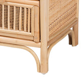 Adrika Bohemian Natural Rattan 2-Drawer Nightstand