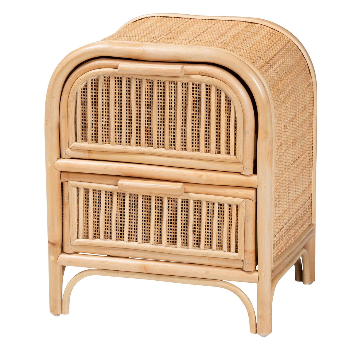 Adrika Bohemian Natural Rattan 2-Drawer Nightstand