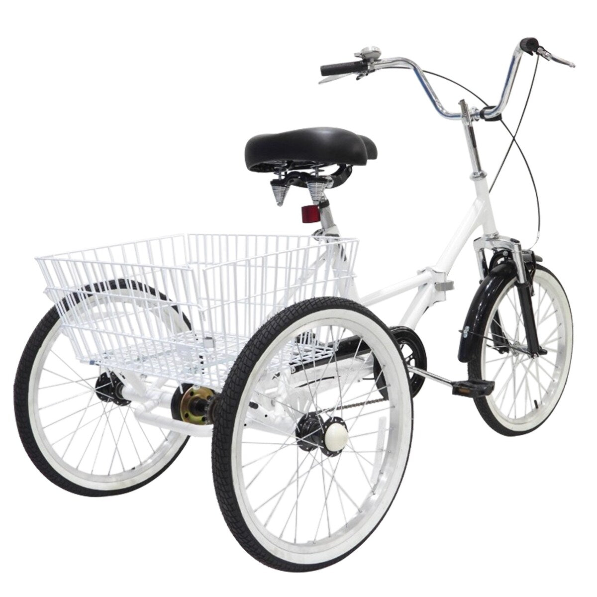 Adult Tricycles 24 In Front Wheel And Rear Wheel With Shopping Basket 1 Speed Cycling