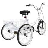Adult Tricycles 24 In Front Wheel And Rear Wheel With Shopping Basket 1 Speed Cycling