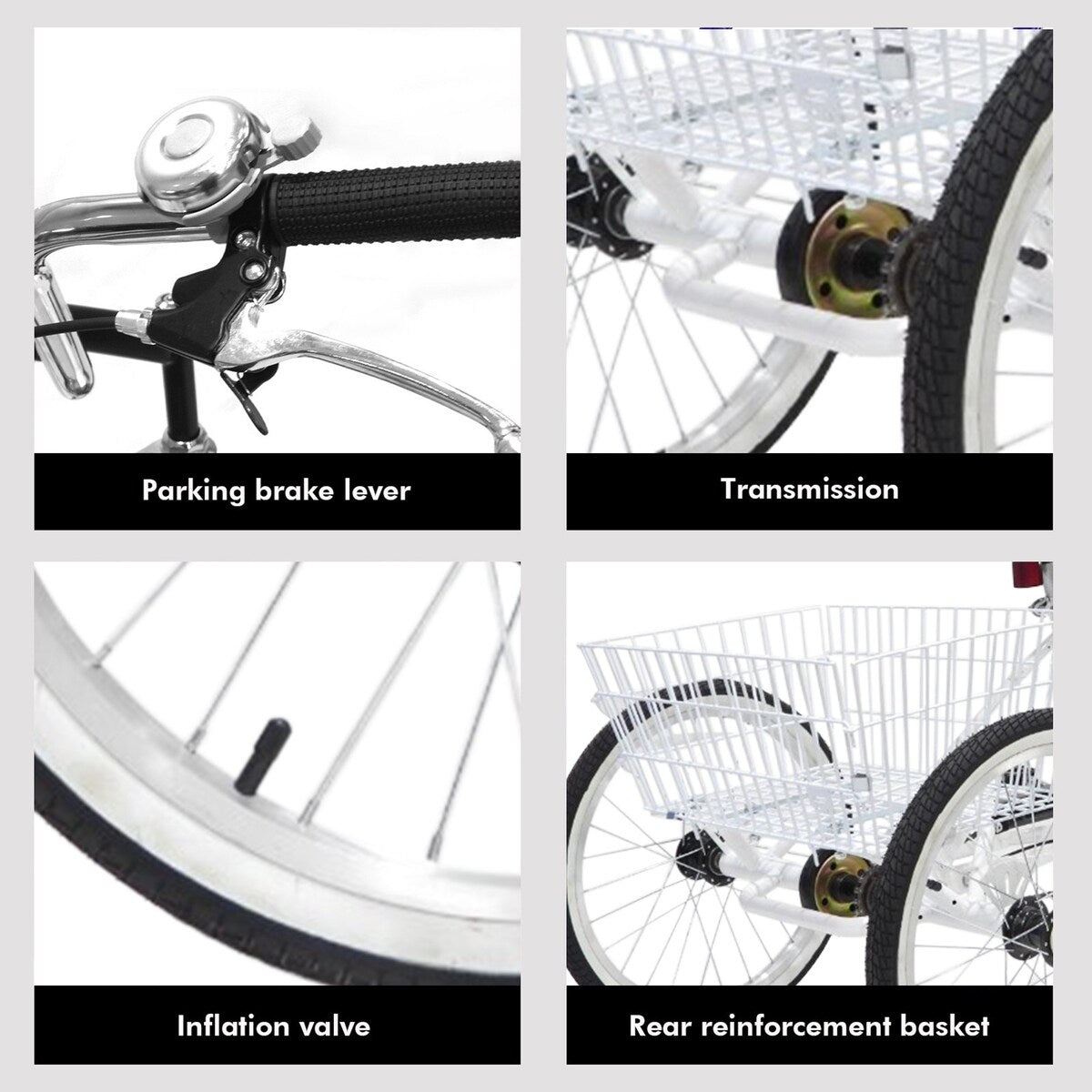 Adult Tricycles 24 In Front Wheel And Rear Wheel With Shopping Basket 1 Speed Cycling