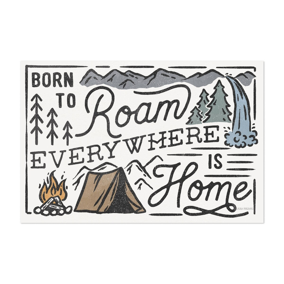 Adventurous II Typography Camping Fire Hiking Home Art Print/Poster