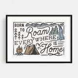 Adventurous II Typography Camping Fire Hiking Home Art Print/Poster
