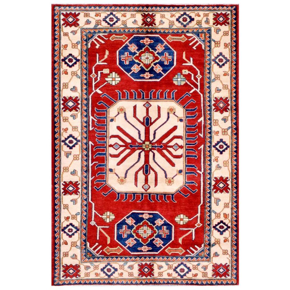 Handmade Herat Oriental Afghan Kazak Wool Rug (Afghanistan) - 4'10 x 7'2