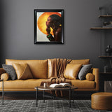 African Sun Reproduction with Black Matte Frame