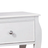 Afv 24 Inch Single Drawer Nightstand, Silver Knob, Curved Legs, White