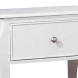 Afv 24 Inch Single Drawer Nightstand, Silver Knob, Curved Legs, White